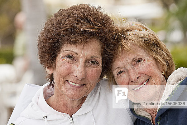 Close-up of two women smiling
