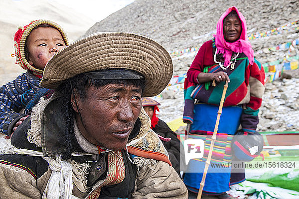 Khampa pilgrim at Drolma La pass in Tibet