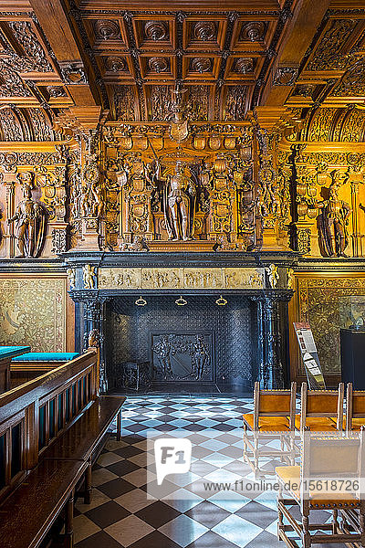 Renaissance-Saal  ehemaliger Schöffensaal des alten Palastes von Brugse Vrije  Brügge  Westflandern  Belgien
