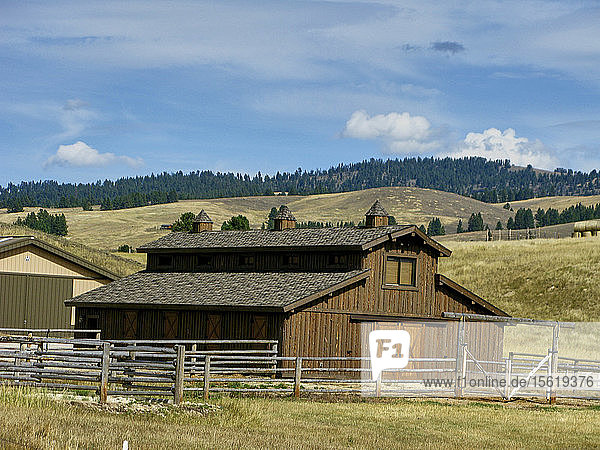 Exterior of barn at ranch  Darby  Montana  USA