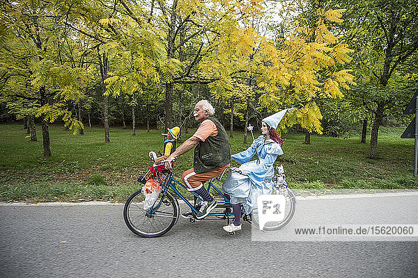 Pinocchio  Geppetto and the Blue Fairy riding a bicycle. Eroica is a cycling event that takes place since 1997 in the province of Siena with routes that take place mostly on dirt roads with vintage bicycles. Usually it held on the first Sunday of October.