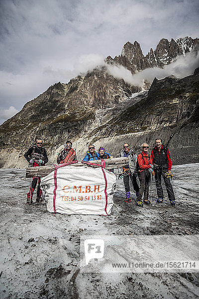 Every year civic clubs such as Club Alpin Francais or Mountain Riders take time to clean up the waste that is left behind after the snow of the Mer de Glace (Sea of Ice) glacier in the French Alps melts.