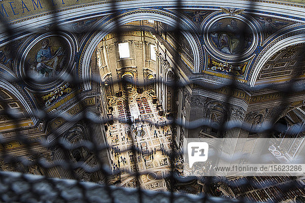 A view inside of St. Peter's Basilica from inside of the dome