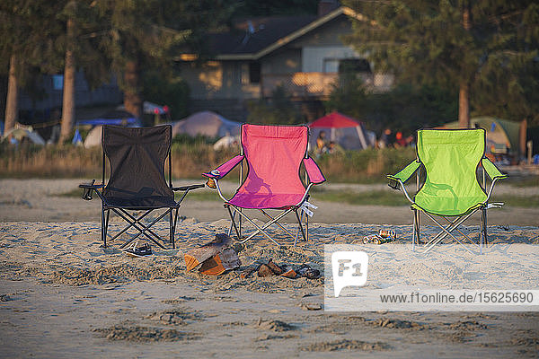 Beach Chairs  Tofino  British Columbia  Canada.