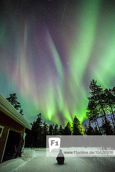 Northern Lights (Aurora Borealis) in Finnish Lapland  inside the Arctic Circle.