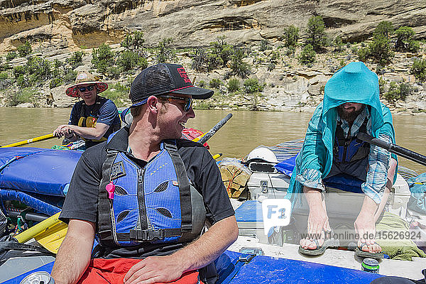 Group Of Rafter Rafting On The Yampa And Green Rivers Through Dinosaur National Monument