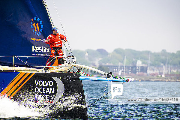Bowman of Team Vestas 11th Hour Racing competing in the Leg 9 Start in Newport Rhode Island  of the Volvo Ocean Race 2017-2018 around the world