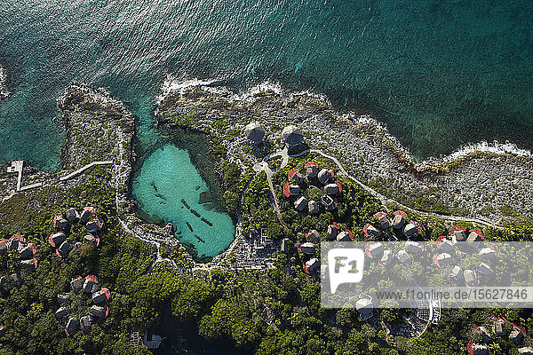 Luftaufnahme des Ferienortes Riviera Maya und der Küstenlinie  Quintana Roo  Mexiko