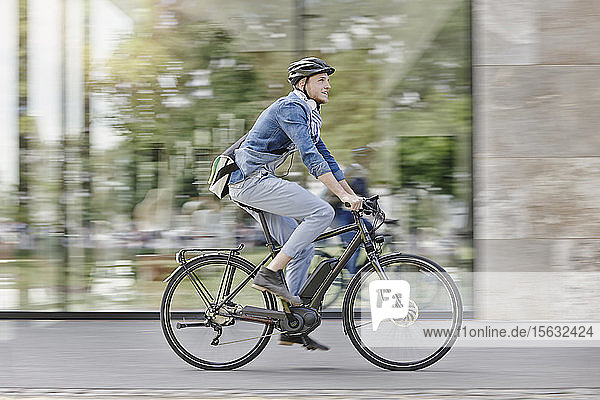 Student on his e-bike at Goethe University in Frankfurt  Germany