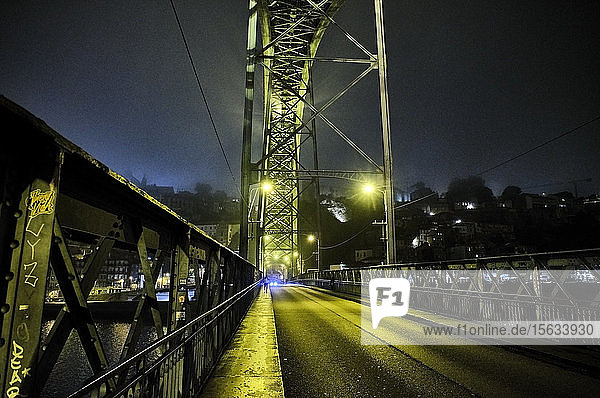 Portugal  Porto  Douro  Illuminated Dom Luis I Bridge seen at nightÂ 