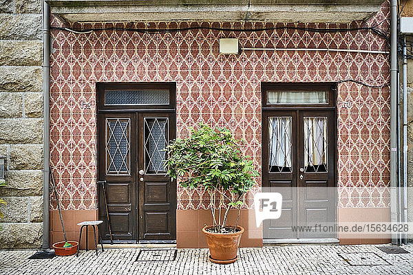 Portugal  Porto  Afurada  Front view of unique ornate house facade
