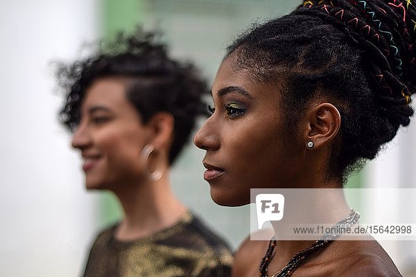 Two young latin women  portrait  Cali  Colombia  South America