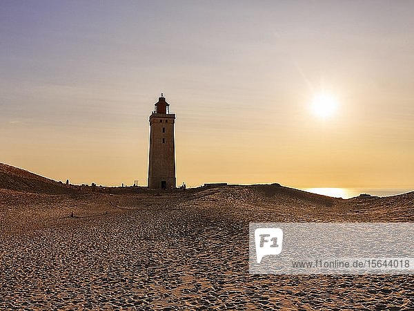 Lighthouse on the moving dune Rubjerg Knude at sunset  Løkken  Lokken  Nordjylland  Nordjutland  Denmark  Europe