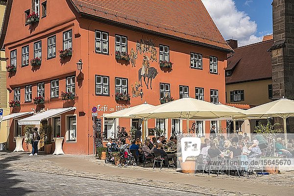 Cafe am Münster in Dinkelsbühl  Middle Franconia  Bavaria  Germany  Europe