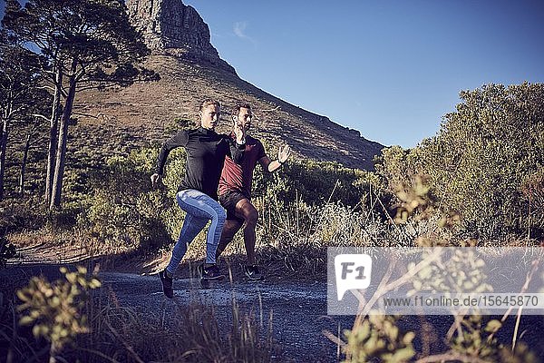 Couple jogging  Lionshead  South Africa  Africa