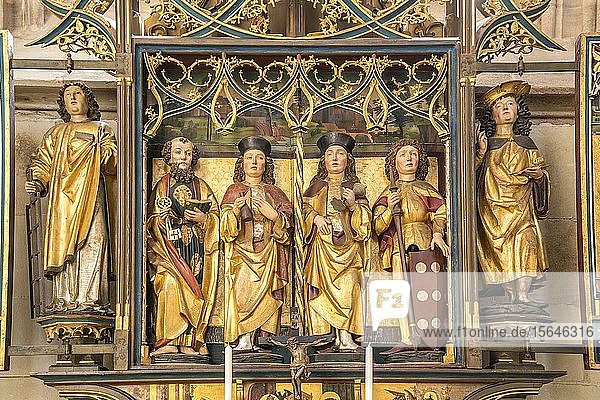 Altar of the Holy Trinity in the catholic parish church St. Georg  Dinkelsbühl  Middle Franconia  Bavaria  Germany  Europe