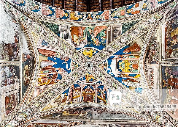 Freskenzyklus aus dem Leben des Heiligen Augustinus von Ottaviano  Gewölbefresko von Ottaviano Nelli  1422-24  Kirche Sant'Agostino  Gubbio  Provinz Perugia  Umbrien  Italien  Europa