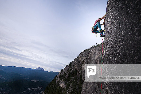 Rock climb of Heatwave  on top of The Chief  Squamish  Canada