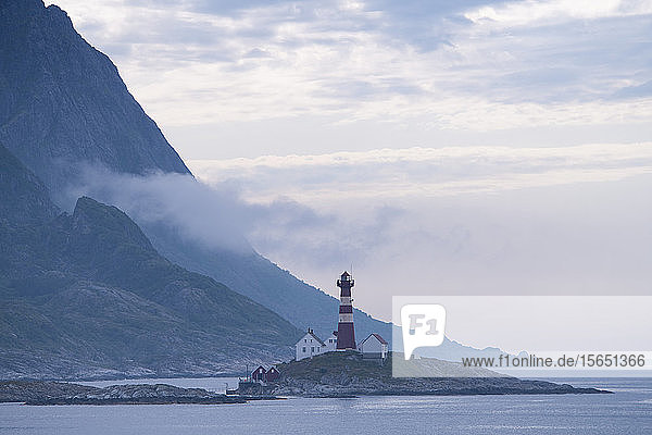 The Landegode lighthouse near Bodo on the north west coast of Norway Scandinavia