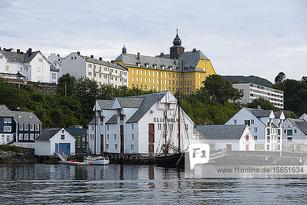 The seafront in the harbour in Alesund More og Romsdal Norway Scandinavia