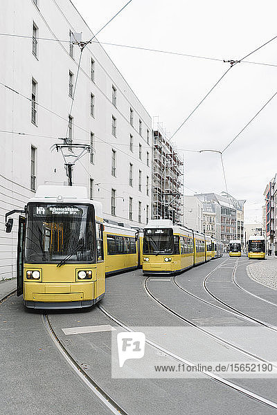 View of trams in the city  Berlin  Germany