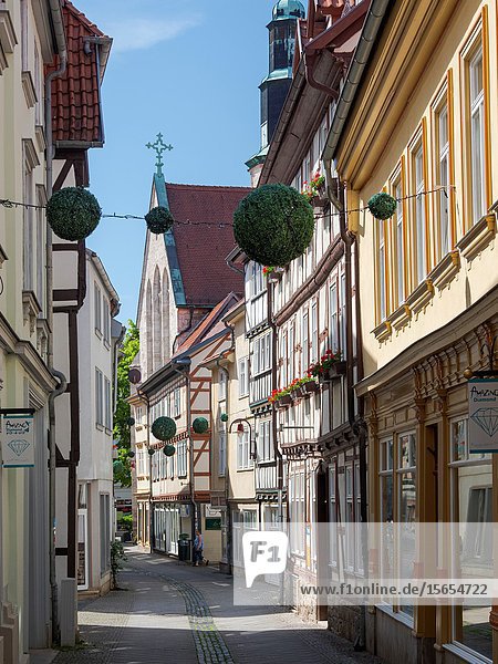 Altstadthäuser in traditioneller Fachwerkbauweise Die mittelalterliche Stadt Mühlhausen in Thüringen. Europa  Mitteleuropa  Deutschland.