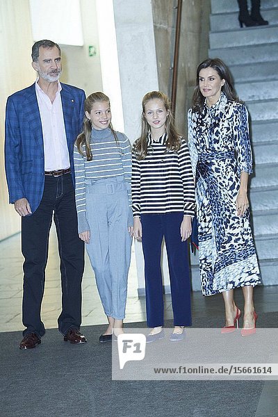 King Felipe VI of Spain Queen Letizia of Spain Crown Princess Leonor Princess Sofia attends ‘Princesa de Girona Awards’ Workshops at Palau de Congressos de Catalunya on November 5 2019 in Barcelon Spain