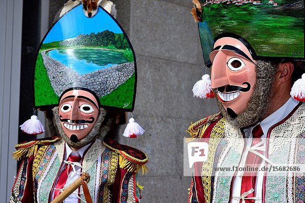 Mazcaras. Winter masks of A Xironda carnival of A Xironda  Cualedro  Orense  Galicia  Spain.