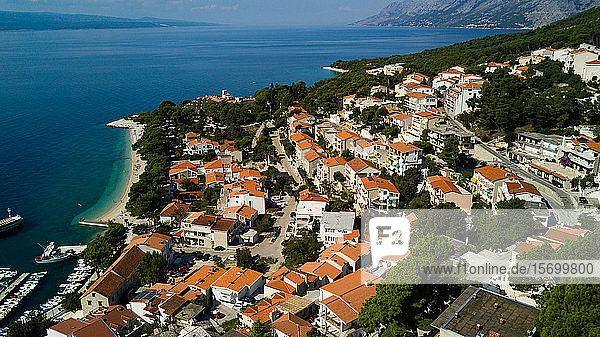 View of town with sea