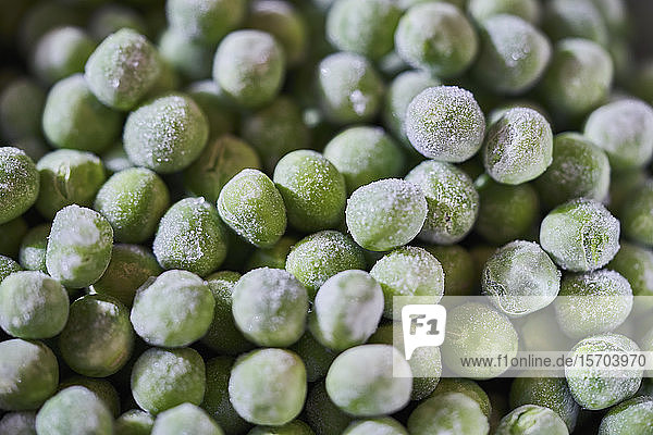 Close up frozen green peas