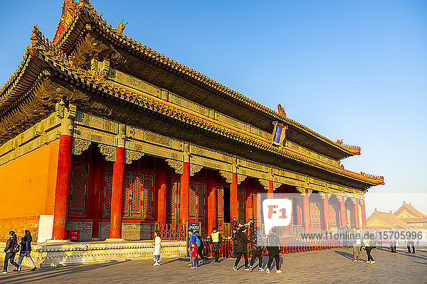 Blick in die Verbotene Stadt bei Sonnenuntergang  UNESCO-Weltkulturerbe  Xicheng  Peking  Volksrepublik China  Asien