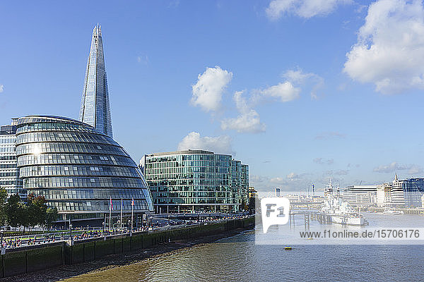 The Shard with City Hall and More London office buildings London England United Kingdom Europe