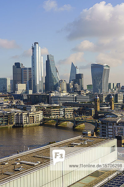 City of London skyline with Tate Modern art gallery in the foreground London England United Kingdom Europe