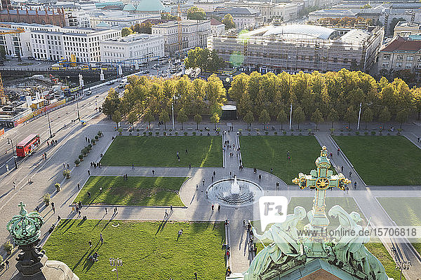 Germany Berlin Lustgarten seen from top of Berlin Cathedral