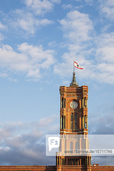 Germany Berlin Clock tower of Rotes Rathaus building