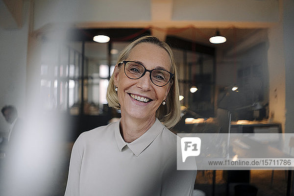 Porträt einer glücklichen reifen Geschäftsfrau im Amt