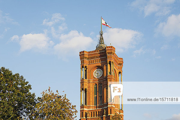 Germany Berlin Clock tower of Rotes Rathaus building