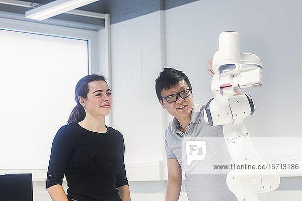 Sudents studying robotic at an university institute