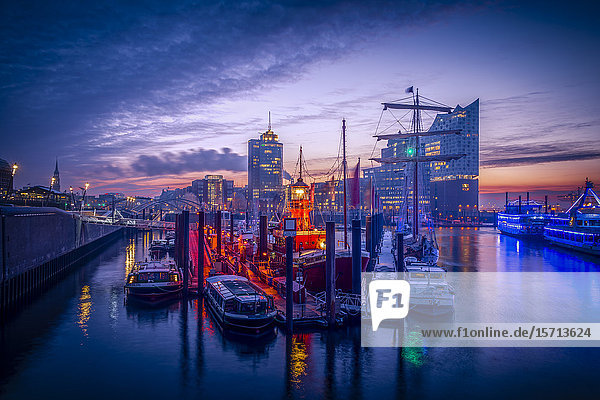 Elbphilharmonie and Hamburg harbour  Hamburg  Germany  Europe