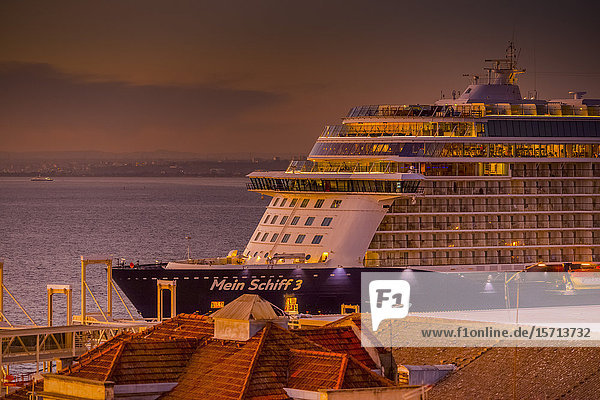 Cruise vessel Mein Schiff 3 in harbour Alfama Lisbon Portugal Europe