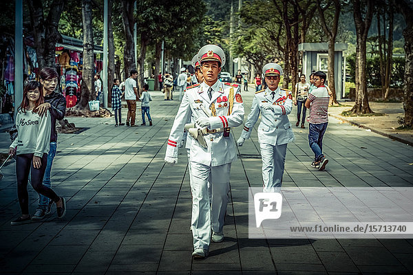 Changing of the guard Ho Chi Minh Mausoleum Hanoi Vietnam Asia