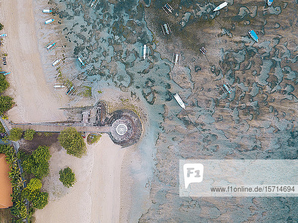 Indonesia Bali Aerial view of helipad on Sanur beach