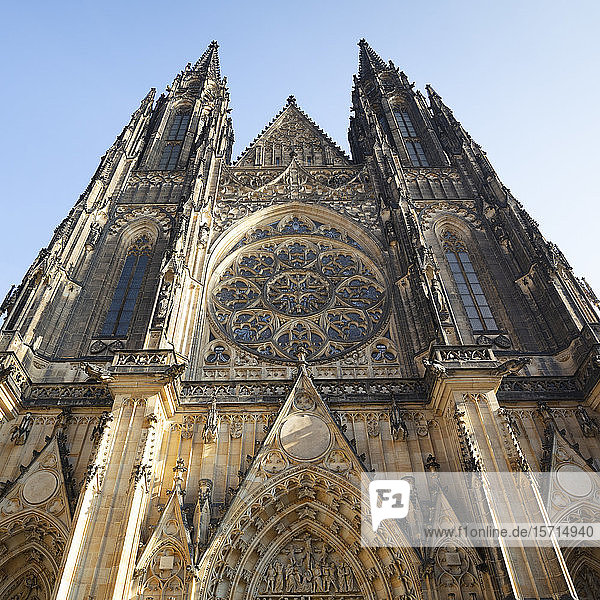 Czech Republic  Prague  Low angle view of St. Vitus Cathedral facade