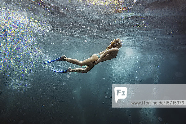 Woman underwater  Gili Meno  Gili islands  Bali  Indonesia