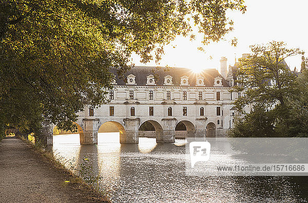 France Centre-Val de Loire Chenonceaux Chateau de Chenonceau at sunset