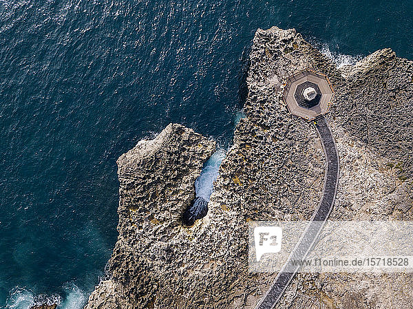 Indonesia Bali Nusa Dua Aerial view of path at ocean coastline