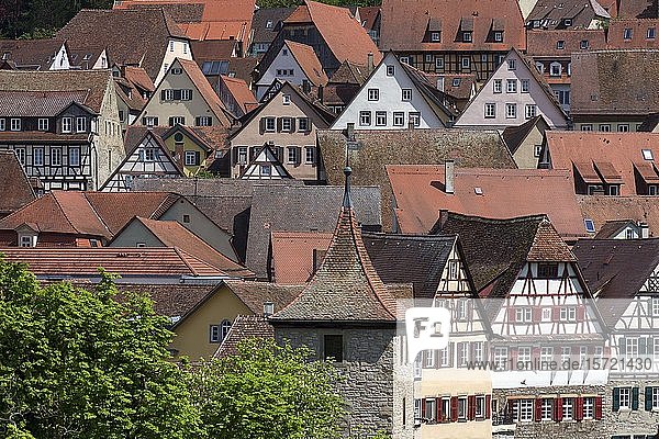 Blick auf die Häuser in der Altstadt  Schwäbisch Hall  Baden-Württemberg  Deutschland  Europa