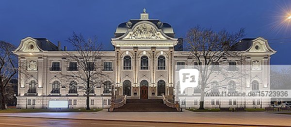 Lettisches Nationalmuseum für Kunst bei Nacht  Architekt Wilhelm Naumann  Riga  Lettland  Europa