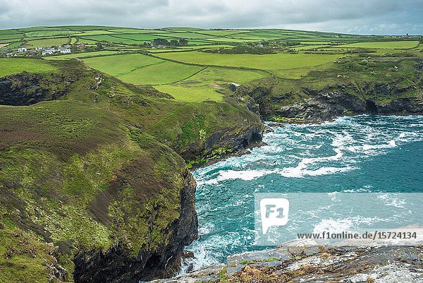 Coastal views from Willapark Lookout near Boscastle on the Atlantic coast of Cornwall England UK.