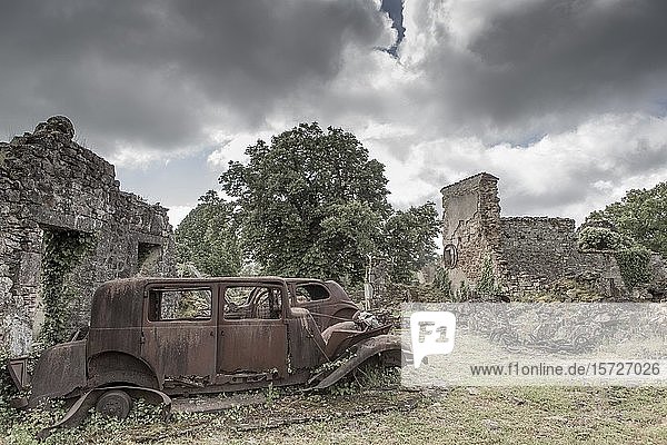 Oradour-sur-Glane Dorfruinen zerstört im Zweiten Weltkrieg 1944 Haute Vienne Frankreich Europa